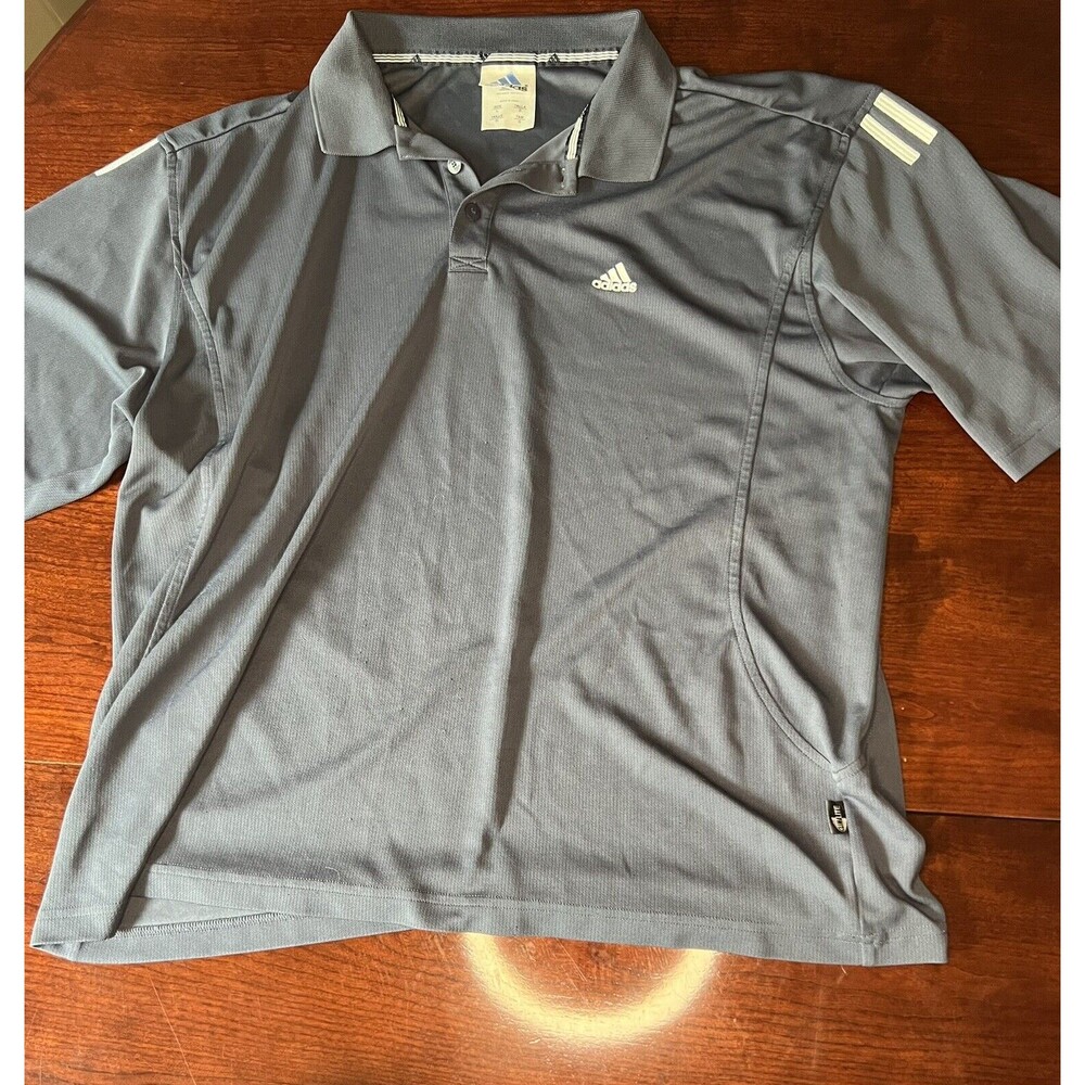 Adidas Mens Climalite Jersey Polo Golf Shirt Size L Dark Gray Logo Breathable